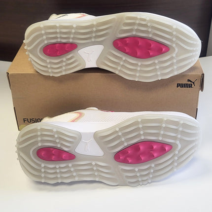 PUMA Golf Unisex-Child Fusion Crush Sport Jr Sneaker, Puma White-Garnet Rose,  Big Kid