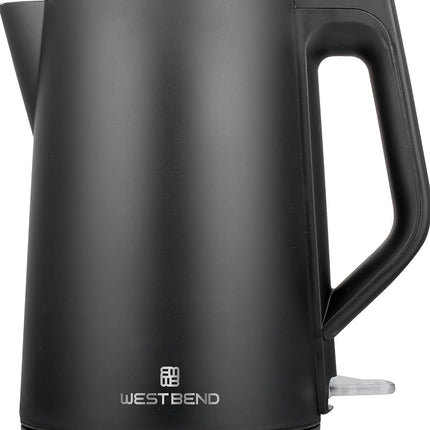 West Bend Electric Kettle Cordless Serving Features Stainless Steel Interior Boil Dry Protection and Auto Shut Off, 1.5-Liter, Blackboard