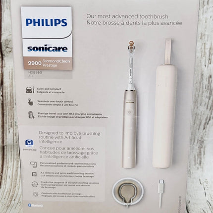 Philips Sonicare DiamondClean Prestige 9900, Rechargeable Electric Toothbrush with SenseIQ, Champagne, HX9990/11