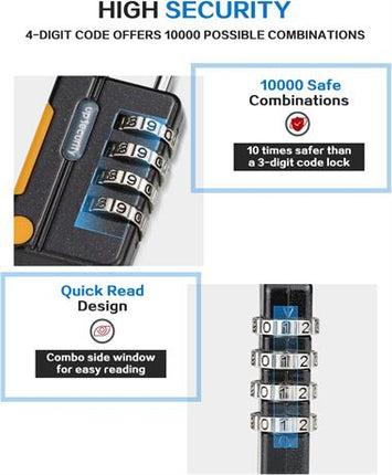 WORVE 2-PACK 4 Digit Outdoor Waterproof Combination Lock