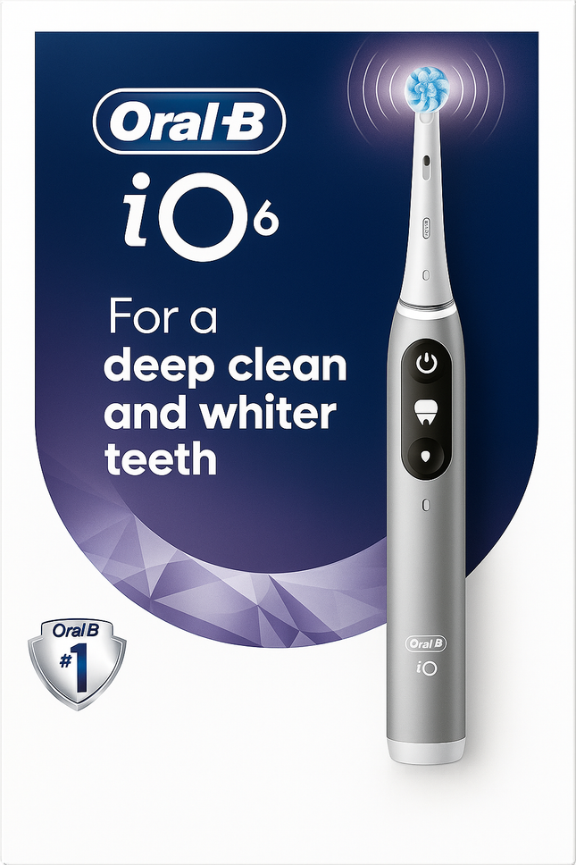 Oral-B iO6 Electric Toothbrush, for a Deep Clean and Whiter Teeth, Opal Grey, iO Series 6