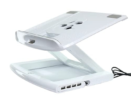 ZED-01W USB Cooling Laptop/Tablet Stand with Detachable 4 Port USB Hub & Silent Cooling Fan