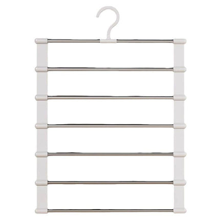 1 Pc Stainless Steel Pants Rack,6 Layers Trouser Hanger  Foldable Ladder Clothes Organizer, Space-Saving Wardrobe Hanger for Pants, Jeans & Trousers Storage
