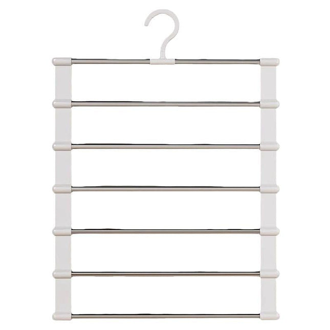 1 Pc Stainless Steel Pants Rack,6 Layers Trouser Hanger  Foldable Ladder Clothes Organizer, Space-Saving Wardrobe Hanger for Pants, Jeans & Trousers Storage