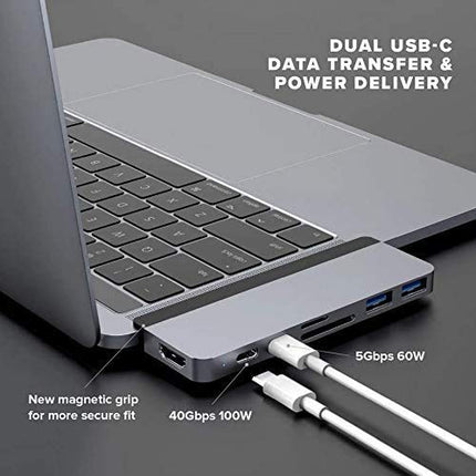 HyperDrive Duo 7-in-2 Hub - USB-C for MacBook Pro/Air - (HD28C-Gray)