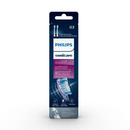 Philips Sonicare G3 Two-in-One - Genuine Replacement Electric Toothbrush Heads, White, 2 Pack, HX9052/65