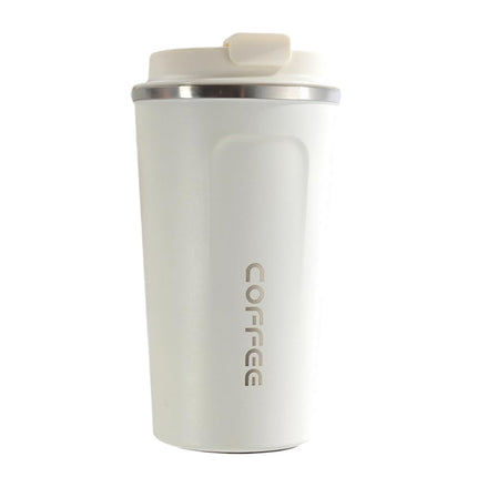 Stainless Steel Insulated Coffee Tumbler - 500ml, Leakproof, Wide Mouth, Anti-Slip, BPA-Free - Perfect for Office, Travel, and Outdoors (White)
