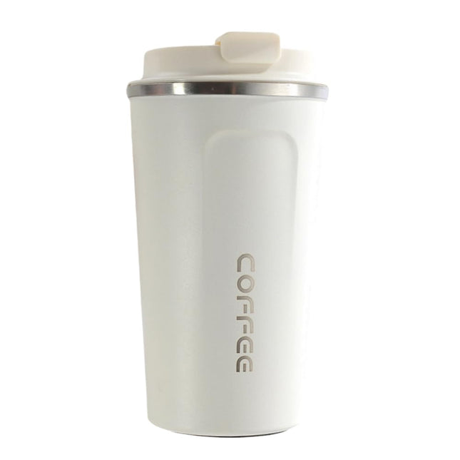 Stainless Steel Insulated Coffee Tumbler - 500ml, Leakproof, Wide Mouth, Anti-Slip, BPA-Free - Perfect for Office, Travel, and Outdoors (White)