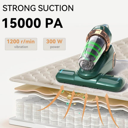 Dibea Handheld Bed Vacuum Cleaner, Mattress Vacuum Cleaner with 15KPa Suction, Washable HEPA Filter for Deep Clean Fur, Hair, Dust on Sofa, Couch, Carpet and Other Fabric, Green