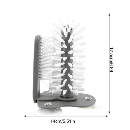 360° Glass Cup Brush Cleaner with 3 Suction, Bar Glass Washer Sink Attachment, Flexible Bristles Double Sided Scrubber Brush for Home, Kitchen, Wall, Table or Sink Bottom
