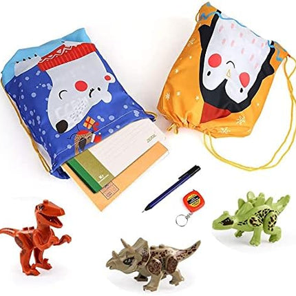 12 PCS Kids Party Favor Bags for Birthday Party Gift Drawstring Goody Package with Cartoon Animal T19