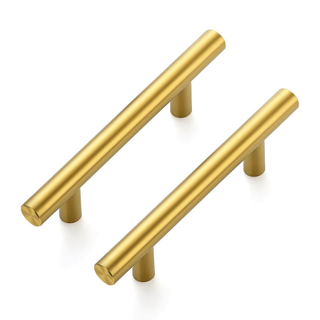 IAQWE 25 Pack Cabinet Handles with 3 Inch (76mm) Hole Center Brushed Brass, 36010053GD-24