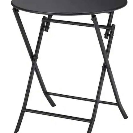 23.6" Black Folding Round Metal Outdoor Bistro Table