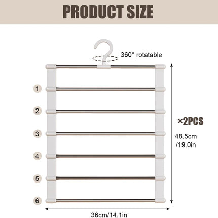 1 Pc Stainless Steel Pants Rack,6 Layers Trouser Hanger  Foldable Ladder Clothes Organizer, Space-Saving Wardrobe Hanger for Pants, Jeans & Trousers Storage