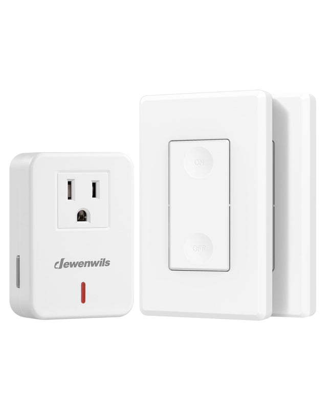DEWENWILS Wireless Remote Wall Switch and Outlet, Plug in Remote Control Outlet Light Switch for Lamp, Fans, No Wiring, Expandable, 100ft RF Range, (2 Switches & 1 Receiver, HRLS21C1