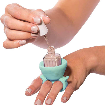 TCBWFY 4 Pack Ring Wearable Anti-Spill Nail Polish Bottle Holder Soft Flexible Silicone