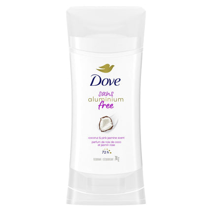 Dove Aluminum Free Déodorant for Soft Underarms, for Soft Underarms, Coconut & Pink Jasmine Scent, 74g