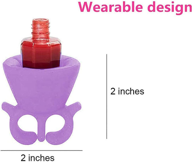 TCBWFY 4 Pack Ring Wearable Anti-Spill Nail Polish Bottle Holder Soft Flexible Silicone