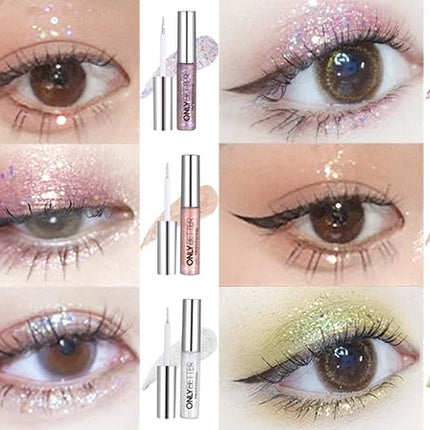 ONLYBETTER Liquid Long Lasting, Quick-Dry Shimmer Waterproof Eye Shadow Glitter Set