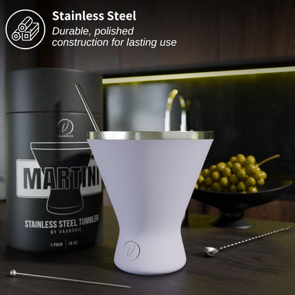 VAANSHIE Premium Vacuum Insulated Stainless Steel 10oz Martini/Cocktail Glass, Lilac