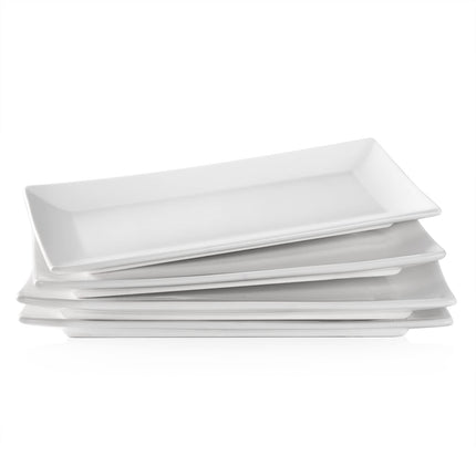 LIFVER Serving Platters, Rectangle Serving Trays, Serving Dishes for Entertaining, White Ceramic Platters for Food Party, Platter for Thanksgiving (1, 10")