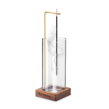 STWIE Incense Holder-Anti-Ash Flying Incense Burner for Stick -Wooden Incense Holder Elegant Outdoor and Home Waterfall Incense Holder Glass Ash Catcher Fragrance Accessory