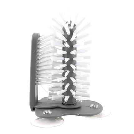 360° Glass Cup Brush Cleaner with 3 Suction, Bar Glass Washer Sink Attachment, Flexible Bristles Double Sided Scrubber Brush for Home, Kitchen, Wall, Table or Sink Bottom