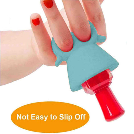 TCBWFY 2 Pack Ring Wearable Anti-Spill Nail Polish Bottle Holder Soft Flexible Silicone, TEAL