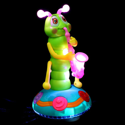 SUPVOX Electric Dancing Caterpillar Musical Toy for Kids, Light up Musical Insect with Saxophone, Interactive Sensory Plaything, Baby Music Toy