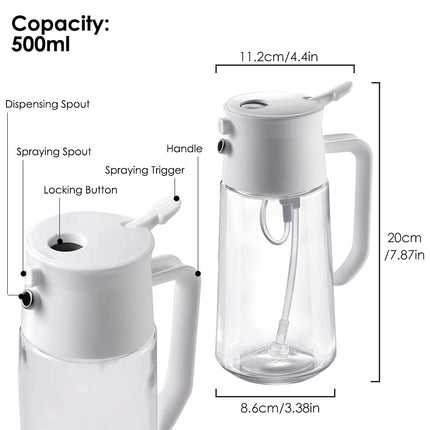 TINMIX 2-in-1 Glass Oil Sprayer and Dispenser for Cooking, 500ml