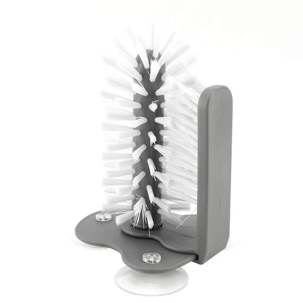 360° Glass Cup Brush Cleaner with 3 Suction, Bar Glass Washer Sink Attachment, Flexible Bristles Double Sided Scrubber Brush for Home, Kitchen, Wall, Table or Sink Bottom