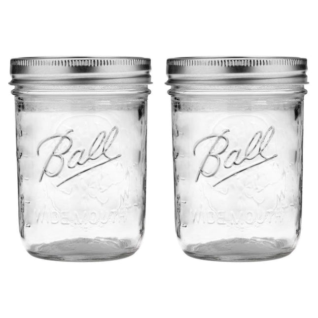 2-PACK Ball Wide Mouth Pint Mason Jars with Lids & Bands | 16-oz