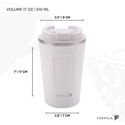 TEA FORMULA Leakproof 17 oz BPA-free Thermal Cup, WHITE