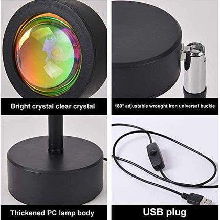 Sunset Light Projection 10W LED Night Light ,180 Degree Rotation Sunset Lamp, Night Light Projector LED Lamp for Photography/Selfie/Home Party/Living Room/Bedroom Decor