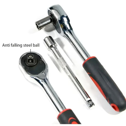 12 Pcs Ratchet Socket Set 1/4 Inch with Quick Release Handle Steel Socket Wrench Set for Boat Motorcycle and Bicycle Automotive Hardware Repair Tools