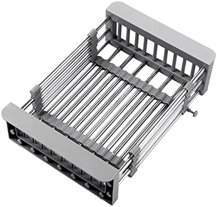 Sink Dish Drying Rack, Expandable Over The Sink Dish Rack, Rustproof Stainless Steel for Kitchen, Dish Drain Rack for Drying Dishes Fruit, Suitable for 12.5" to 17.5" Square Sink