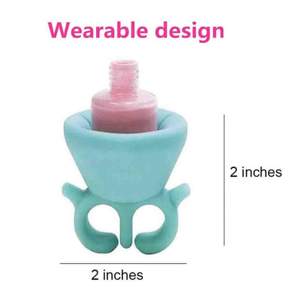 TCBWFY 2 Pack Ring Wearable Anti-Spill Nail Polish Bottle Holder Soft Flexible Silicone, TEAL