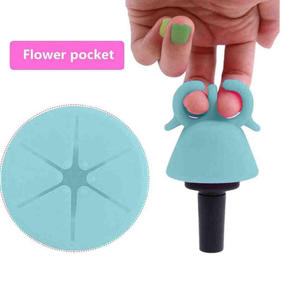 TCBWFY 2 Pack Ring Wearable Anti-Spill Nail Polish Bottle Holder Soft Flexible Silicone, TEAL