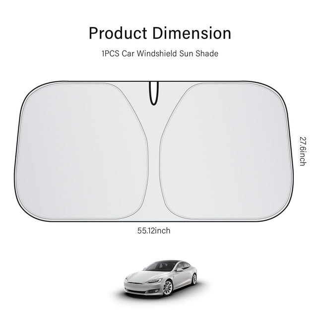 Car Windshield Sun Shade - Thickened Titanium Silver Car Windshield Cover Sun Shade for Sun & Heat Protection - Summer Car Essentials Sunshade for Car Windshield (M: 55.12 * 27.6 inch)