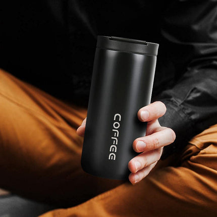 1PC of Travel Vacuum Insulated 500ml Coffee Mug with Leak Proof Screw Lid, White