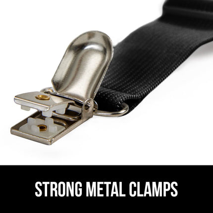 GORILLA GRIP 8-PACK Adjustable Elastic Fasteners with Metal Clips, Keep in Place Fitted Bedding Straps, Black