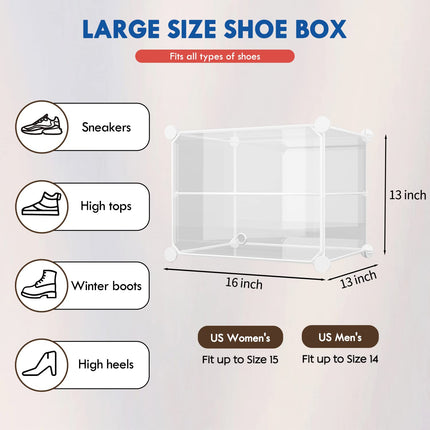 KUSARKO 6-TIER Unisex Clear Plastic Stackable Shoe Organizer