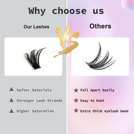 SWIFFERS 280PCS Sash Clusters Lashes, 30D+40D 9-16mm Mixed Length, DIY Individual Eyelash Extension, D Curl Individual Mixed Tray Natural Soft Wispy Lash