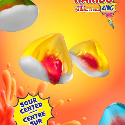 Haribo Z!NG Vulcano Gummy Candy, 3 Fruity Flavours, Tangy Liquid Centre 175g BAG