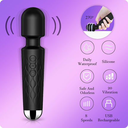 SANJIANKE Adult Vibrator Wand Sex Toy, G Spot Dildo, Clit Vibrator, Sex Vibrators,Clitoris Stimulation,with 8 Speeds & 20 Patterns, Quiet,Water-Resistant,Female Personal Wand Massager