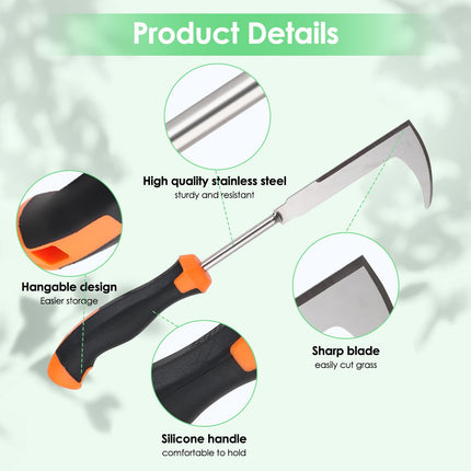 Foyucool 3 Pack Weed Puller with Rubber Handle, Crack Weeder Crevice Weeding Tool, Stainless Steel L-Shaped Hand Weeder Tool, Portable Manual Weed Puller Tool for Garden Patio Lawn Planting & Weeding