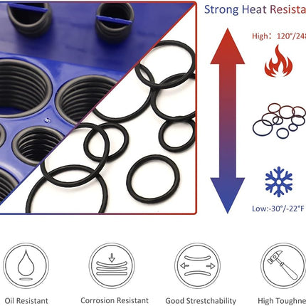O Ring Kit, 419 Piece Metric Universal O-Ring Assortment Kits Rubber NBR O-Ring Gasket Set for Automotive, Plumbing and Faucet Repair + 4 Piece O-Ring and Seal Remover