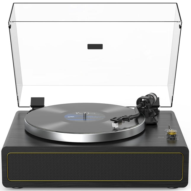 All-in-one Record Player Turntable with Built-in Speakers Vinyl Record Player Support Wireless Playback Auto Stop 33&45 RPM Speed RCA Line Out AUX in Belt-Drive Turntable for Vinyl Records Black