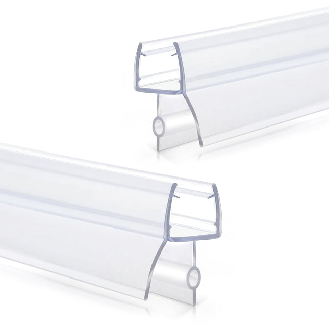Shower Door Bottom Seal Strips 2PCS, 36 Inch Long Ultra Clear Vinyl Seal Strips With Sweep For 1/2"(12mm) Thick Frameless Glass Door, To Stop Water Leak