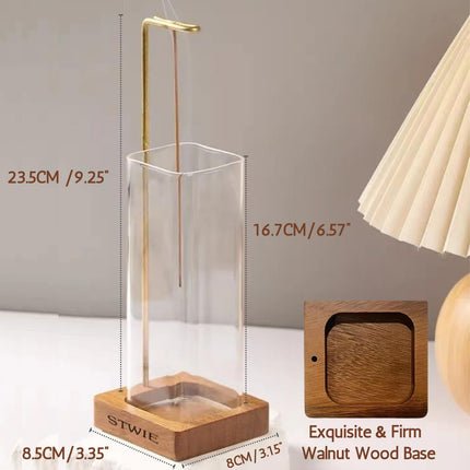 STWIE Incense Holder-Anti-Ash Flying Incense Burner for Stick -Wooden Incense Holder Elegant Outdoor and Home Waterfall Incense Holder Glass Ash Catcher Fragrance Accessory